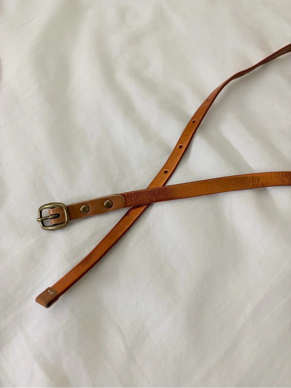 J.Crew Genuine Italian Leather Metallic Copper Skinny Belt Size S USA - Picture 6 of 8